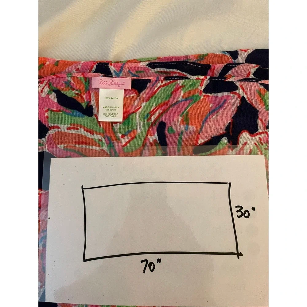 Lilly Pulitzer Murfee Scarf Tusk In Sun Pink Navy Blue Palm‎ Leaf Fringe 10126